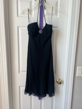 Express Black Halter Cocktail Dress with Jewel Accent
